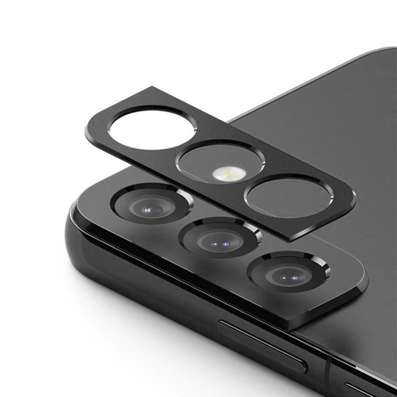 Microcase Samsung S21 FE Kamera Lens Koruma Halkası - Kapalı Tasarım Siyah