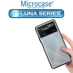 Microcase Xiaomi Poco X4 Pro 5G Luna Serisi Köşe Korumalı Sert Rubber Kılıf - Siyah
