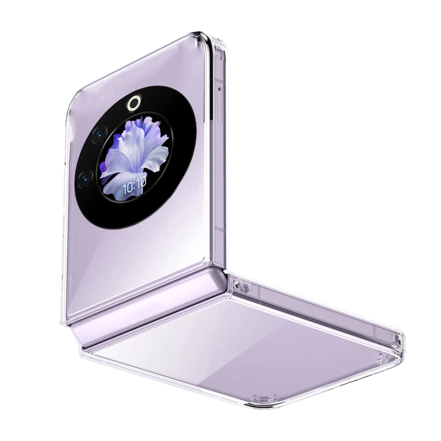 Microcase Tecno Phantom V Flip Için Sert Kristal Kapaklı Kılıf Şeffaf- AL3157