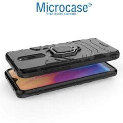 Microcase Xiaomi Redmi 8 Batman Serisi Yüzük Standlı Armor Kılıf - Siyah