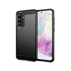 Microcase Samsung A37 5G ile Uyumlu Brushed Carbon Fiber Silikon Kılıf - Siyah AL3332