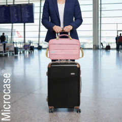 Microcase Su Geçirmez 3 Bölmeli Darbelere Dayanıklı Tablet Notebook Macbook Evrak Çantası 14 inch Pembe AL5496