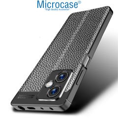 Microcase Xiaomi Redmi Note 12 (Çin Versiyon) Leather Serisi Deri Efekt Silikon Kılıf - Siyah AL3337