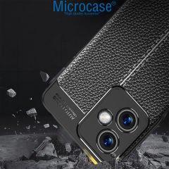 Microcase Xiaomi Redmi Note 12 (Çin Versiyon) Leather Serisi Deri Efekt Silikon Kılıf - Siyah AL3337