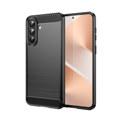 Microcase Samsung A57 5G ile Uyumlu Brushed Carbon Fiber Silikon Kılıf - Siyah AL3332