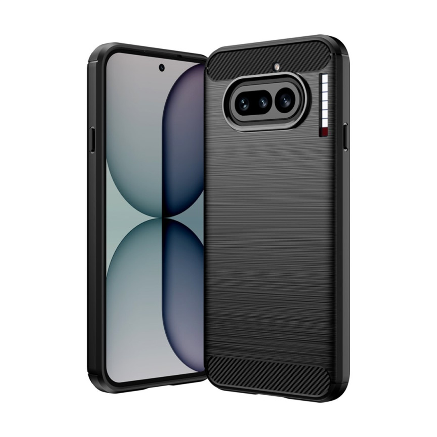 Microcase Nothing Phone 4A ile Uyumlu Brushed Carbon Fiber Silikon Kılıf - Siyah AL3332