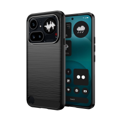 Microcase Nothing Phone 4A Pro ile Uyumlu Brushed Carbon Fiber Silikon Kılıf - Siyah AL3332