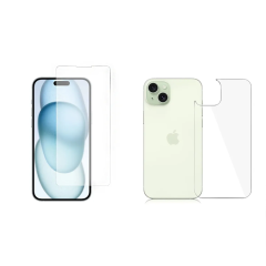 Microcase Apple iPhone 15 plus Ön Arka Set Tempered Glass Cam Koruma - AL3271