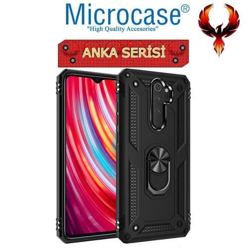 Microcase Xiaomi Redmi 9 Anka Serisi Yüzük Standlı Armor Kılıf- Siyah