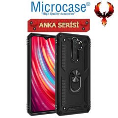Microcase Xiaomi Redmi 9 Anka Serisi Yüzük Standlı Armor Kılıf- Siyah