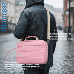 Microcase Macbook Air 15 inch M4 2025 ile Uyumlu Tablet Notebook Macbook Evrak Çantası Pembe AL5496