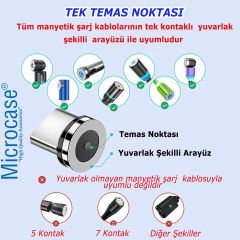 Microcase Yuvarlak Manyetik Mıknatıslı  Şarj Kablosu  Ucu Type-C-AL4636