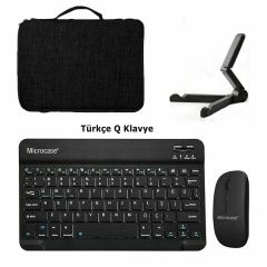 Microcase Xiaomi Redmi Pad Se 8.7 inch Tablet  Uyumlu Tablet Çanta+Türkçe Bluetooth Klavye+Mouse+Tablet Standı-Siyah AL8128