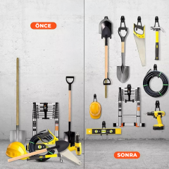 Çok Amaçlı  PVC Kaplamalı Kaymaz Metal Askılık Ağır Yük Askısı Depo Garaj Bahçe - AL5914 3 ADET