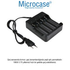 Microcase 4 Gözlü Lityum İyon Şarj Edilebilir Pil Şarj Aleti 18650 3.7V AL4572