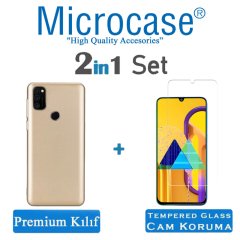 Microcase Samsung Galaxy A81 Premium Matte Silikon Kılıf + Nano Esnek Ekran Koruma Filmi Gold