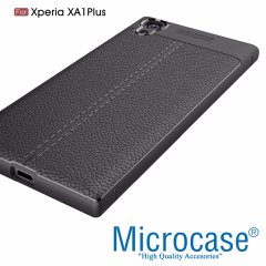 Sony Xperia XA1 Plus Leather Tpu Silikon Kılıf +  Cam