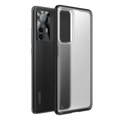Microcase Xiaomi 12 Pro Luna Serisi Köşe Korumalı Sert Rubber Kılıf - Siyah