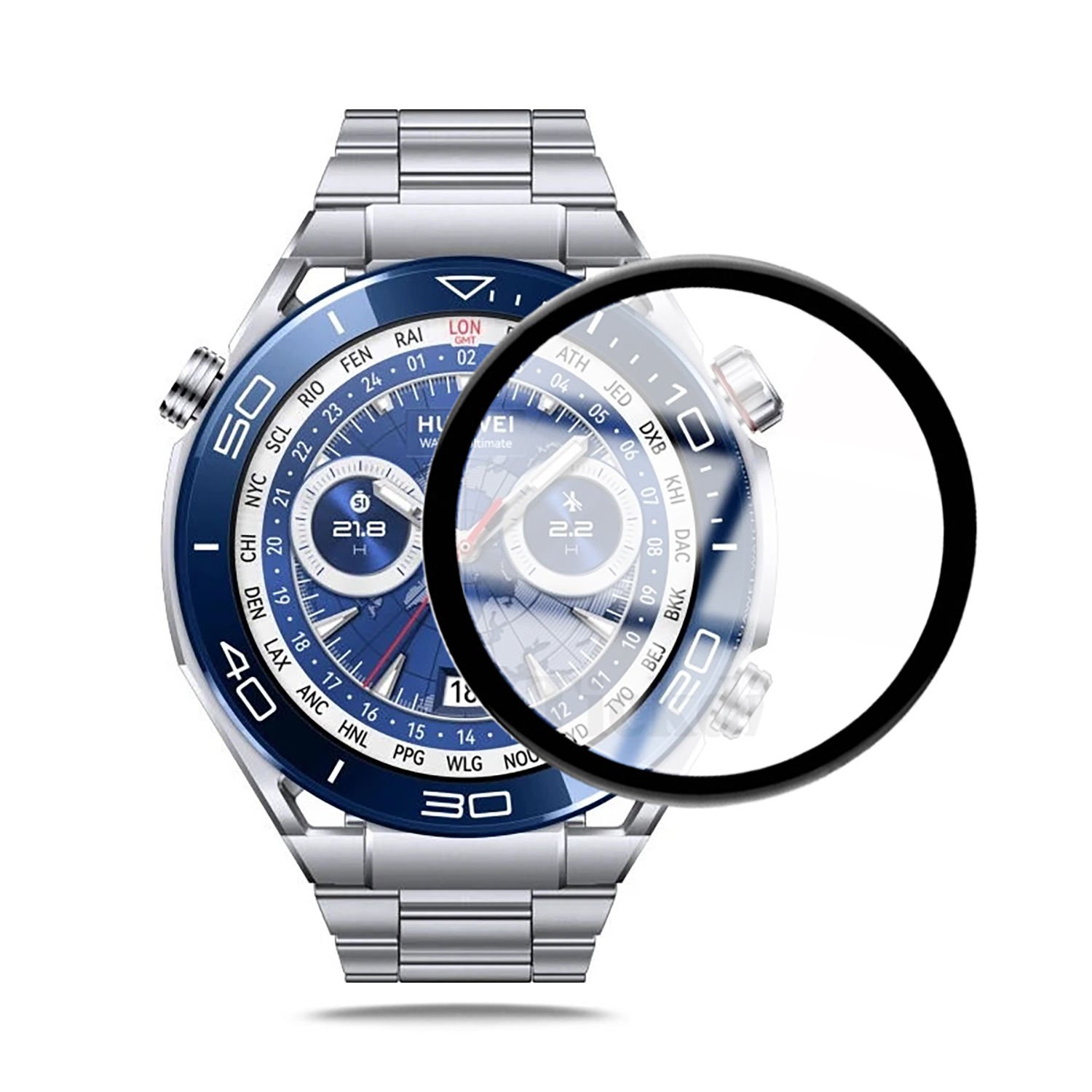 Microcase Huawei Watch Ultimate Tam Kaplayan Kavisli Ekran Koruyucu 3D Pet Film - Siyah AL3385