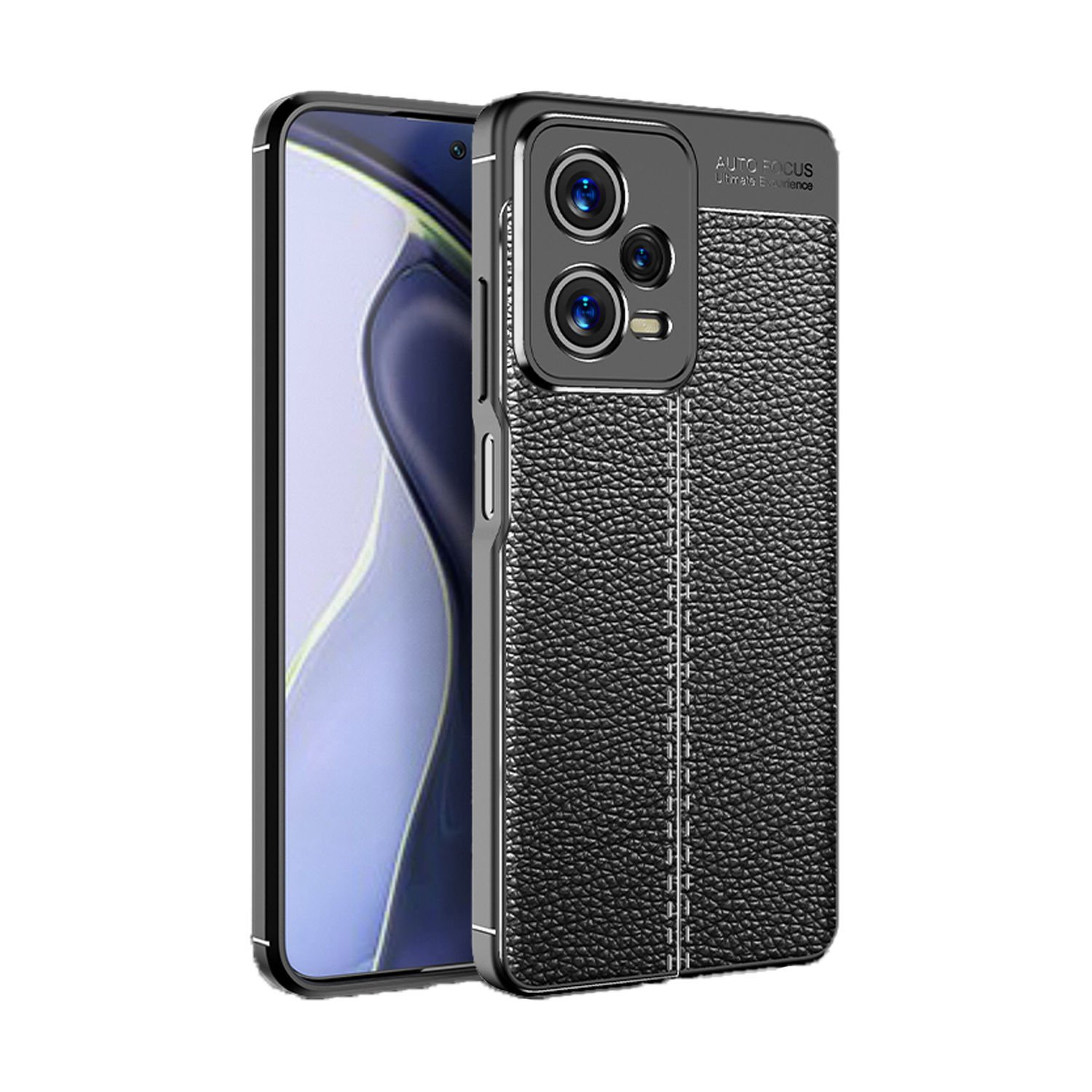 Microcase Xiaomi Redmi Note 12 Pro Plus (Global) Leather Serisi Deri Efekt Silikon Kılıf - Siyah AL3337