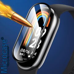 Microcase Xiaomi Mi Band 8 Tam Kaplayan Kavisli Ekran Koruyucu 3D Pet Film - Siyah AL3385