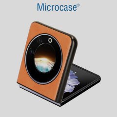 Microcase Tecno Phantom V Flip için Deri Desenli Plastik Koruma Kılıf - AL3156