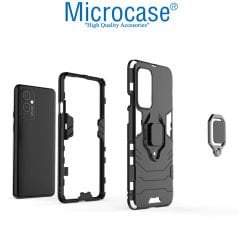 Microcase OnePlus 9 Pro Batman Serisi Yüzük Standlı Armor Kılıf - Siyah