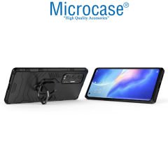 Microcase Oppo Reno 5 Pro Plus Batman Serisi Yüzük Standlı Armor Kılıf - Siyah