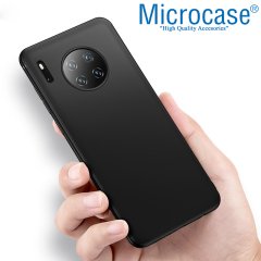 Microcase Huawei Mate 30 Pro Elektrocase Serisi Kamera Korumalı Silikon Kılıf - Siyah + Tempered Glass Cam Koruma