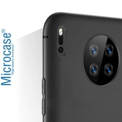 Microcase Huawei Mate 30 Pro Elektrocase Serisi Kamera Korumalı Silikon Kılıf - Siyah + Tempered Glass Cam Koruma