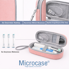 Microcase Şarjlı Diş Fırçaları için Askılıklı Seyahat Saklama Çantası Koruma Kabı Kutusu Pembe 2 ADET AL5571