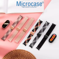 Microcase Xiaomi Mi Band 8/Mi Band 9 ile Uyumlu 205mm Esnek Hasır Örgü Kordon Kayış - KY6553