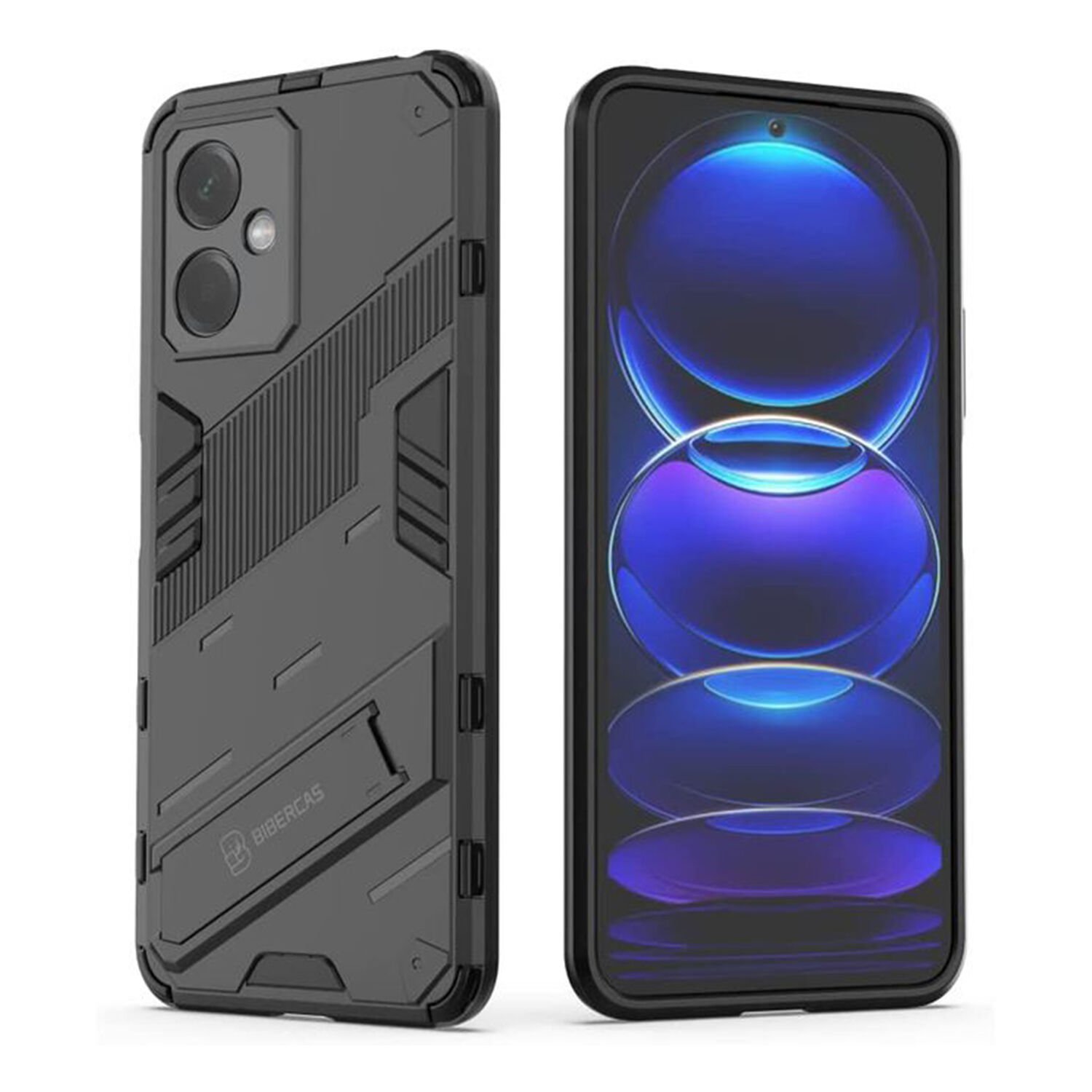 Microcase Xiaomi Poco X5 5G/Redmi Note 12 5G Matrix Serisi Armor Standlı Perfect Koruma Kılıf - Siyah AL3416