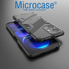 Microcase Xiaomi Poco X5 5G/Redmi Note 12 5G Matrix Serisi Armor Standlı Perfect Koruma Kılıf - Siyah AL3416