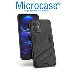 Microcase Xiaomi Poco X5 5G/Redmi Note 12 5G Matrix Serisi Armor Standlı Perfect Koruma Kılıf - Siyah AL3416
