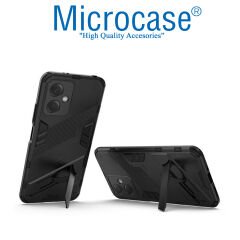 Microcase Xiaomi Poco X5 5G/Redmi Note 12 5G Matrix Serisi Armor Standlı Perfect Koruma Kılıf - Siyah AL3416