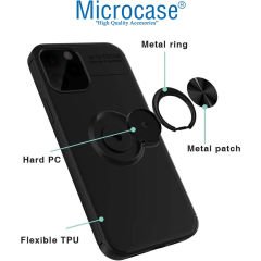 Microcase Xiaomi Redmi Note 12 (Çin Versiyon) Focus Serisi Yüzük Standlı Silikon Kılıf - Siyah AL3363