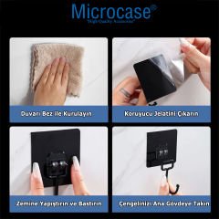Microcase Güçlü Plastik Yapışkanlı Banyo Mutfak Eşya Havlu Vb Ürün Askılığı Siyah -AL4466 1 Adet