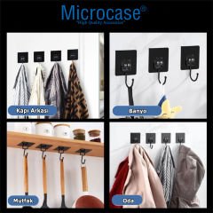 Microcase Güçlü Plastik Yapışkanlı Banyo Mutfak Eşya Havlu Vb Ürün Askılığı Siyah -AL4466 1 Adet