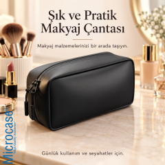 Microcase Su Geçirmez 6 Bölmeli Çift Fermuarlı Makyaj ve Kozmetik Çantası AL5421