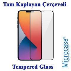 iPhone 12 Tam Kaplayan Çerçeveli Tempered Cam Ekran Koruyucu Siyah