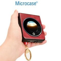 Microcase Tecno Phantom V Flip için Askılıklı Deri Kaplama Kılıf - AL4271
