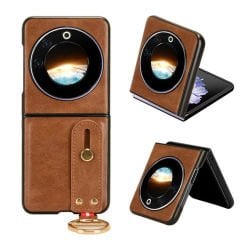 Microcase Tecno Phantom V Flip için Askılıklı Deri Kaplama Kılıf - AL4271