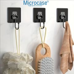 Microcase Güçlü Plastik Yapışkanlı Banyo Mutfak Eşya Havlu Vb Ürün Askılığı Siyah -AL4466 2 Adet