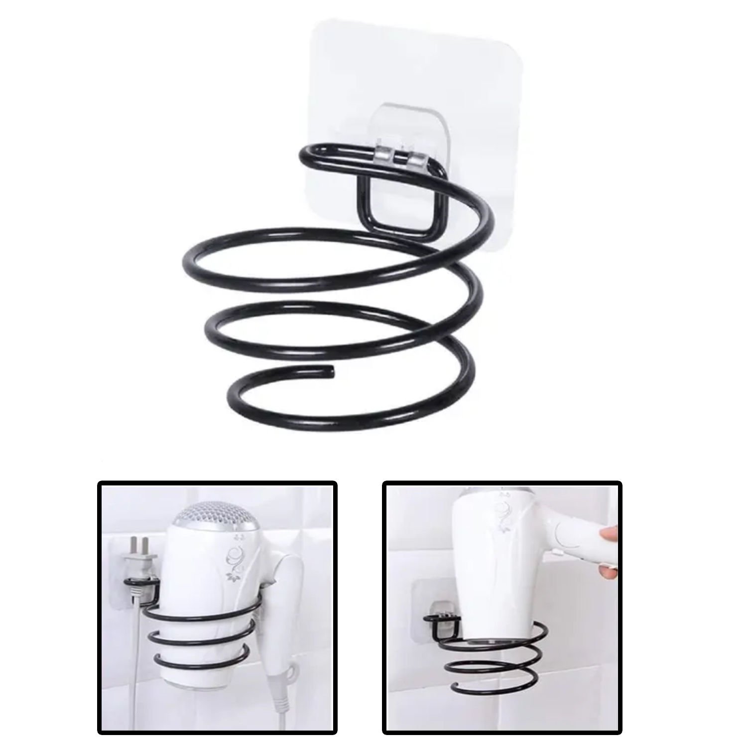 Microcase  Yapışkanlı  Spiral Yaylı Saç Kurutma Fön Makinası Tutucu Askılığı -AL4816