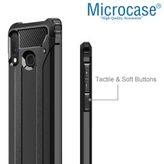 Microcase Samsung Galaxy A20e King Serisi Armor Perfect Koruma Kılıf Siyah + Tempered Glass Cam Koruma (SEÇENEKLİ)