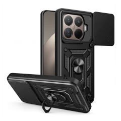 Microcase Xiaomi 17T Pro ile uyumlu QUBEC Serisi Kamera Kapaklı Yüzük Standlı Kılıf-AL5117