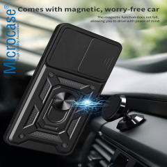 Microcase Xiaomi 17T Pro ile uyumlu QUBEC Serisi Kamera Kapaklı Yüzük Standlı Kılıf-AL5117