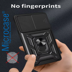 Microcase Xiaomi 17T Pro ile uyumlu QUBEC Serisi Kamera Kapaklı Yüzük Standlı Kılıf-AL5117