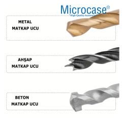 Microcase 9 Parça Ahşap Metal Beton Matkap Ucu Seti Dayanıklı Delme Uçları-AL4568